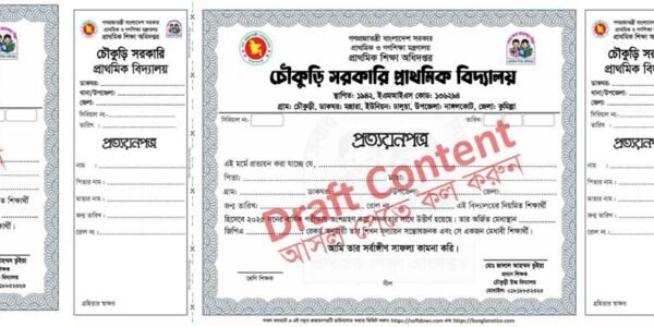 পঞ্চম শ্রেণির প্রত্যয়ন পত্র ২০২৫